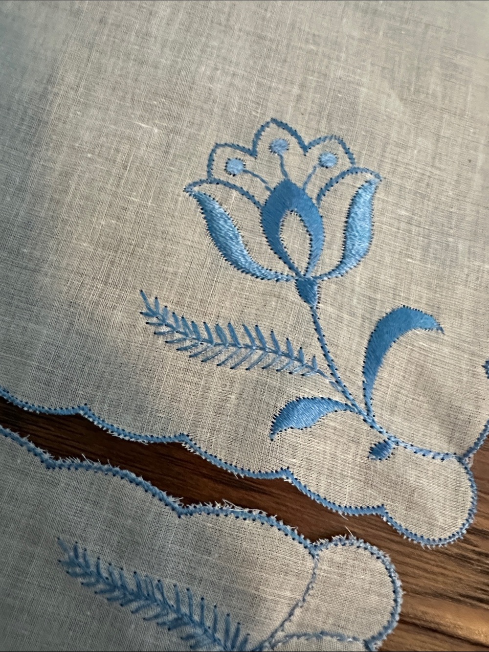 Embroidered Blue Floral hankies - Picture 4 of 6